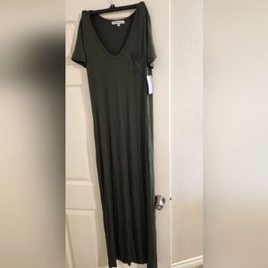 Dark green floor length t-shirt dress